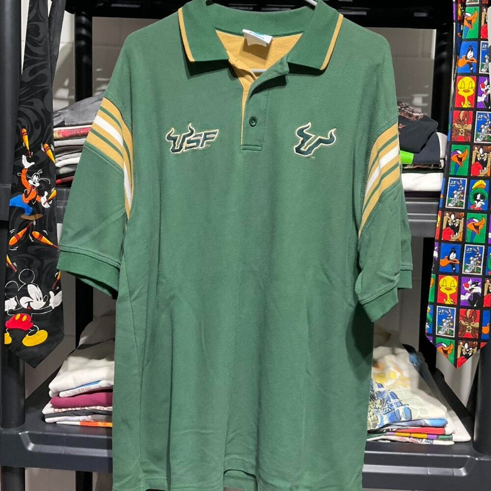 Vintage Green and yellow USF polo shirt